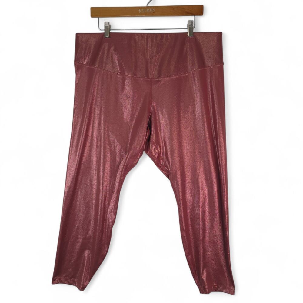 Nike One Leggings Womens 2X Metallic Red 7/8 Tight‎ Fit Performance Athleisure